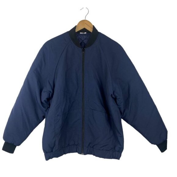 Men's Blue Utility Bomber Jacket Padded US Estimate S/M - Picture 6 of 11